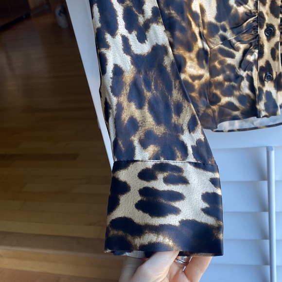 ZARA Pleated Print Blouse, Leopard Print, Size M - Picture 8 of 9